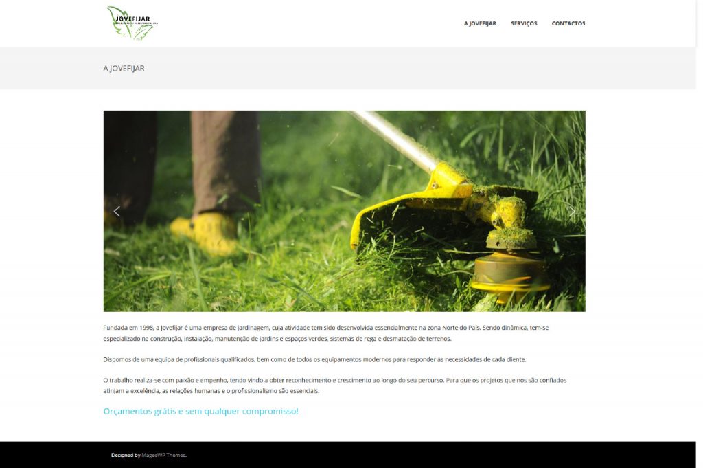 Página Web da Sociedade de jardinagem Jovefijar, Lda